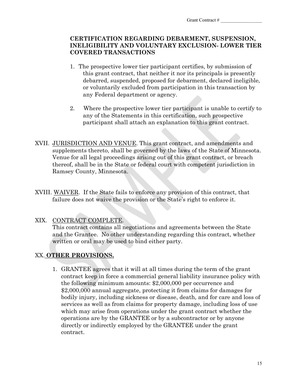 Health Insurance Grant Contract - Mnsure - Sample - Minnesota, Page 15