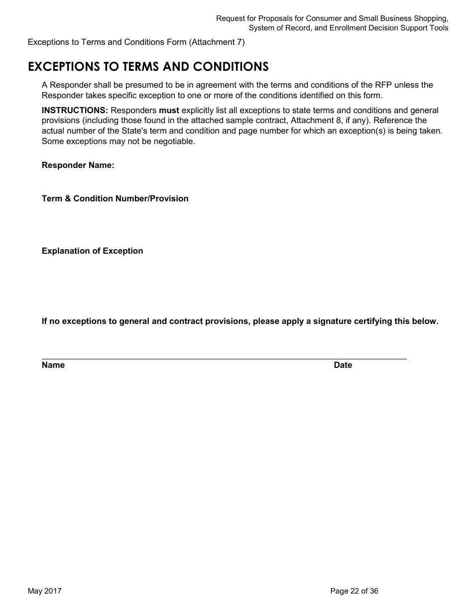 Request for Proposals for Consumer and Small Business Shopping, System of Record, and Enrollment Decision Support Tools for Mnsure - Minnesota, Page 22