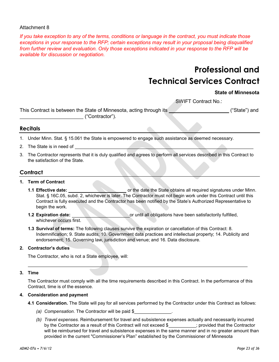 Request for Proposals for Consumer and Small Business Shopping, System of Record, and Enrollment Decision Support Tools for Mnsure - Minnesota, Page 23