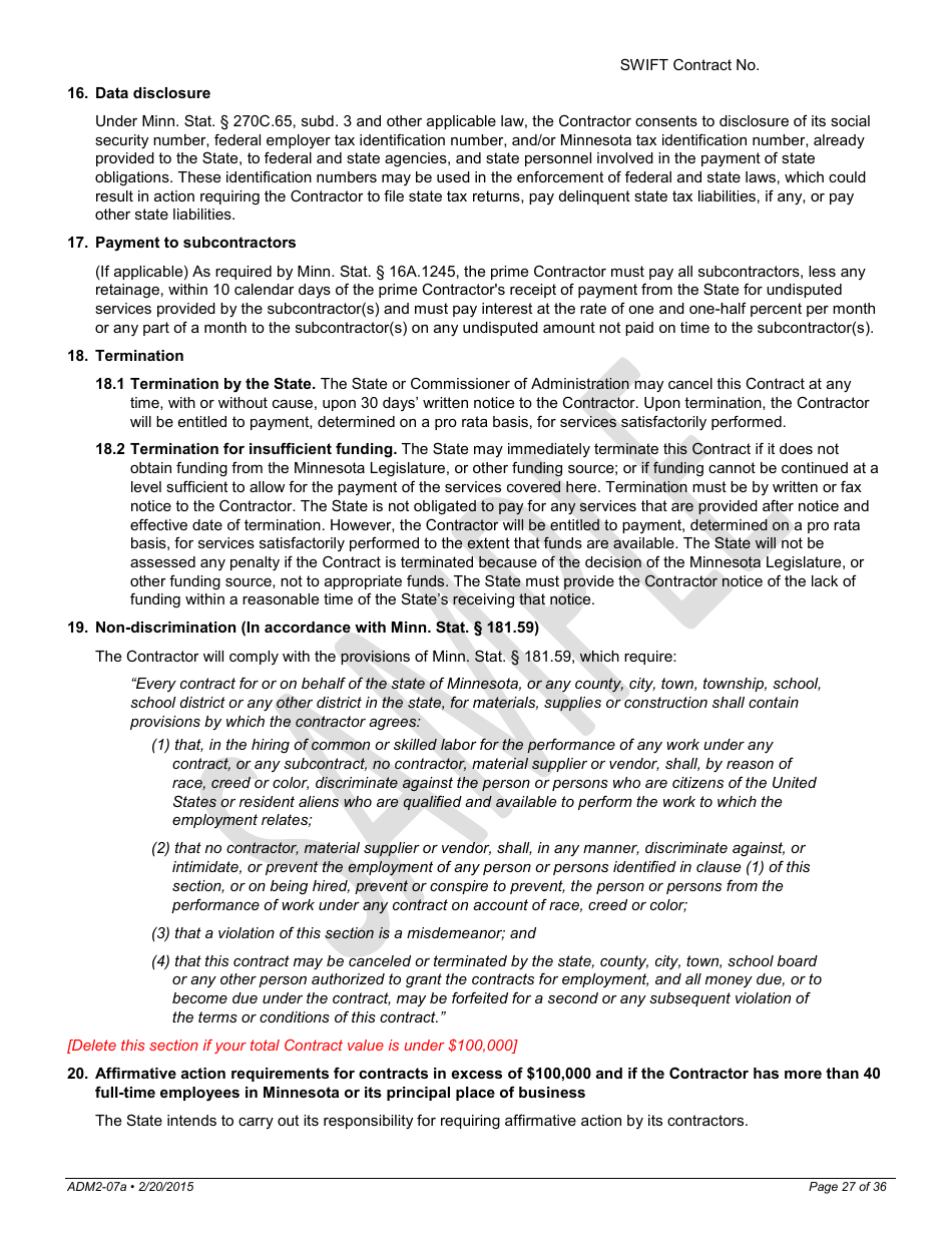 Request for Proposals for Consumer and Small Business Shopping, System of Record, and Enrollment Decision Support Tools for Mnsure - Minnesota, Page 27
