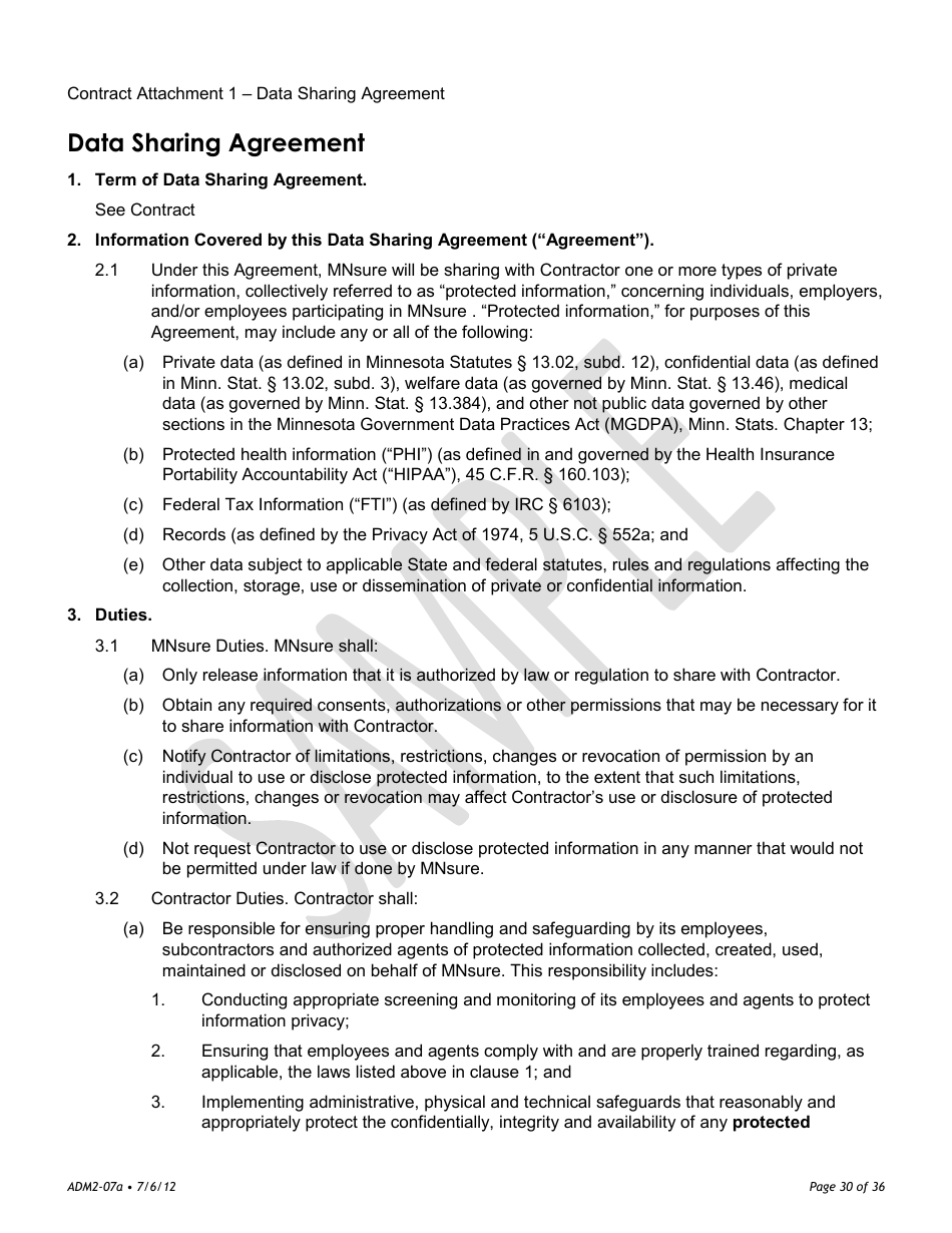 Request for Proposals for Consumer and Small Business Shopping, System of Record, and Enrollment Decision Support Tools for Mnsure - Minnesota, Page 30