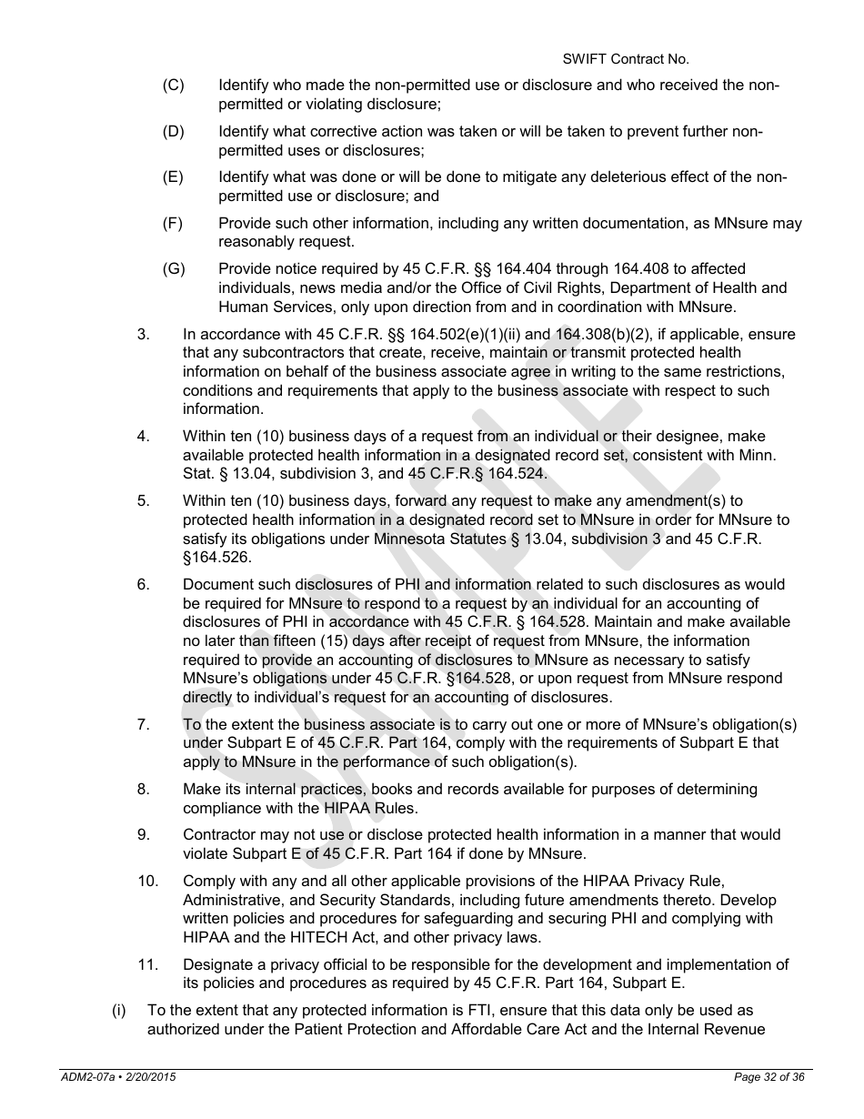 Request for Proposals for Consumer and Small Business Shopping, System of Record, and Enrollment Decision Support Tools for Mnsure - Minnesota, Page 32