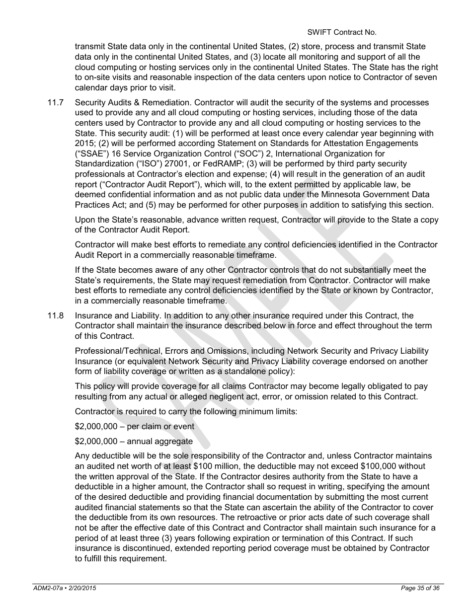 Request for Proposals for Consumer and Small Business Shopping, System of Record, and Enrollment Decision Support Tools for Mnsure - Minnesota, Page 35