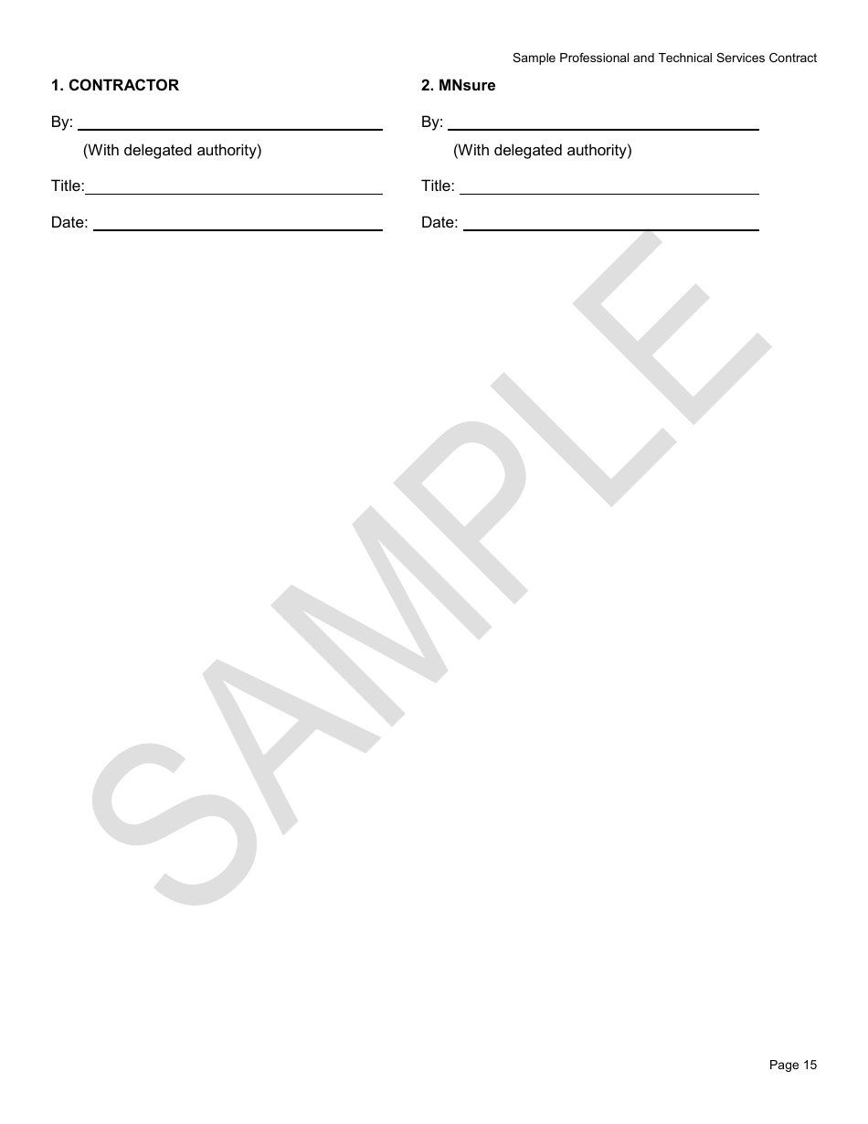 Professional and Technical Services Contract Form - Mnsure - Sample - Minnesota, Page 15