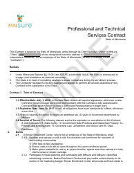 Professional and Technical Services Contract Form - Mnsure - Sample - Minnesota