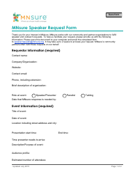 Speaker Request Form - Mnsure - Minnesota