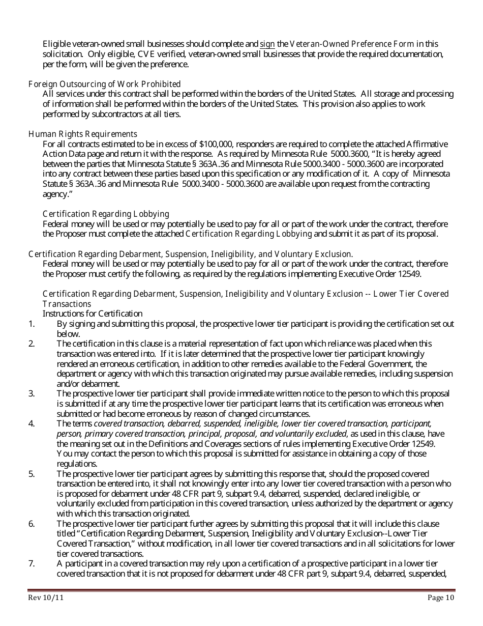 Request for Proposals (Rfp) - Minnesota, Page 10