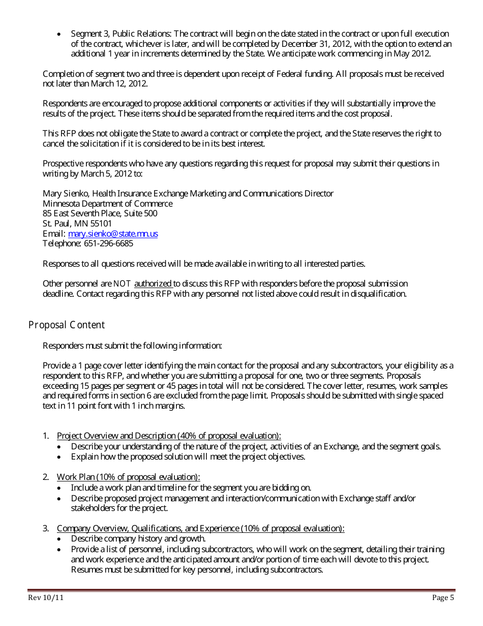 Request for Proposals (Rfp) - Minnesota, Page 5