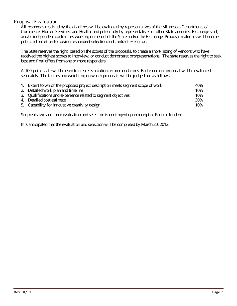 Request for Proposals (Rfp) - Minnesota, Page 7