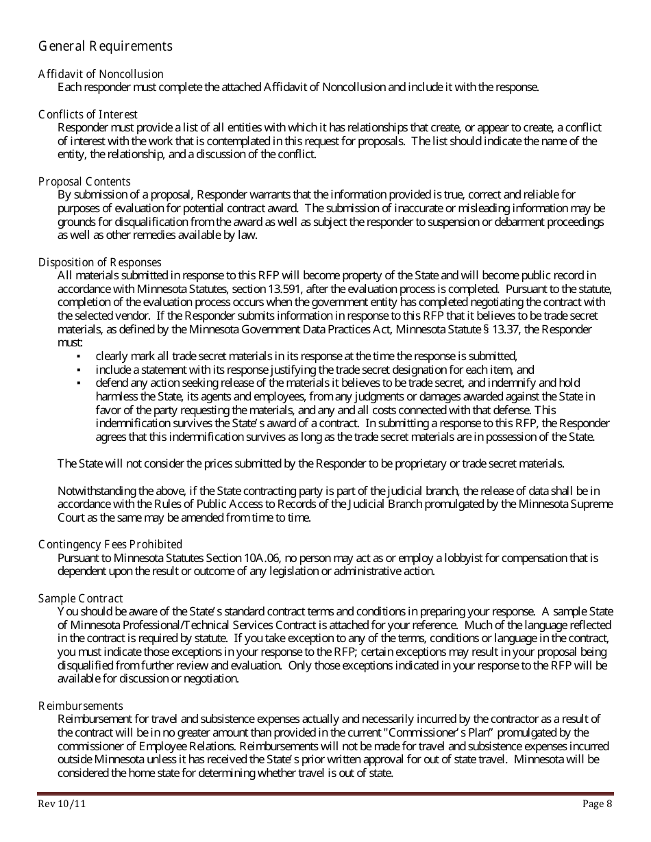 Request for Proposals (Rfp) - Minnesota, Page 8