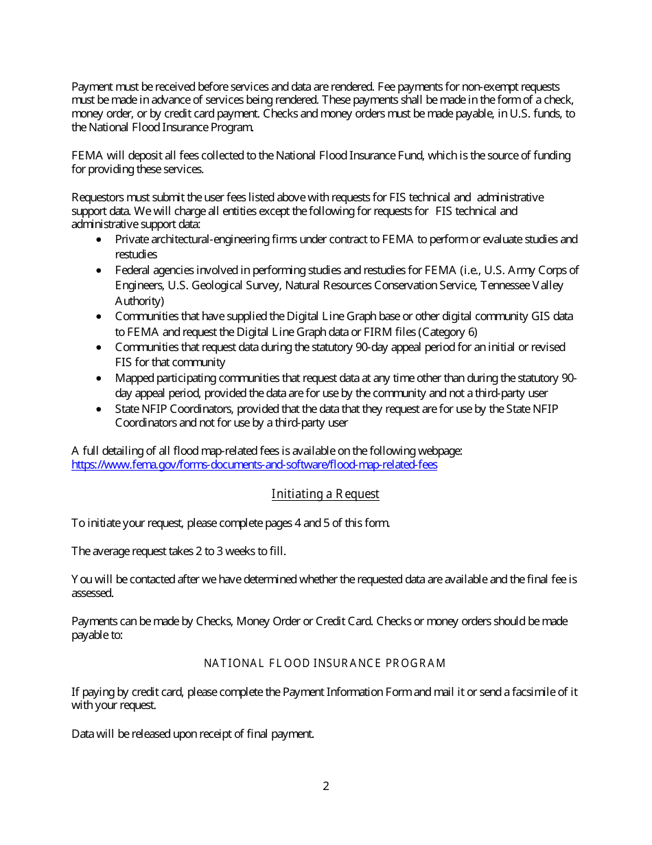 Flood Insurance Study (Fis) Data Requests Form, Page 2
