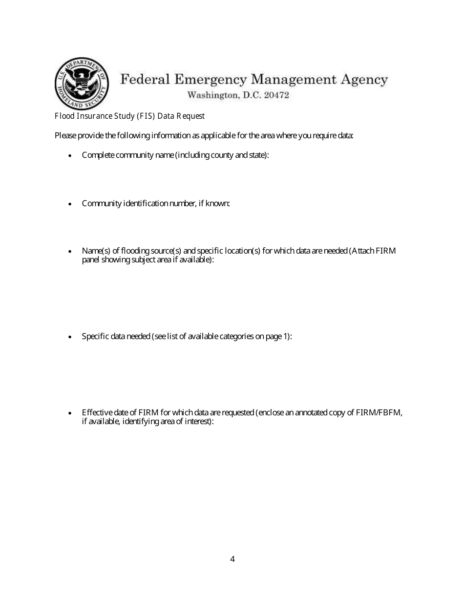 Flood Insurance Study (Fis) Data Requests Form - Fill Out, Sign Online ...