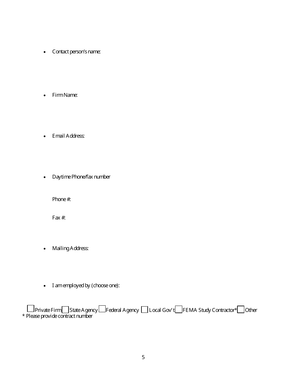 Flood Insurance Study (Fis) Data Requests Form, Page 5