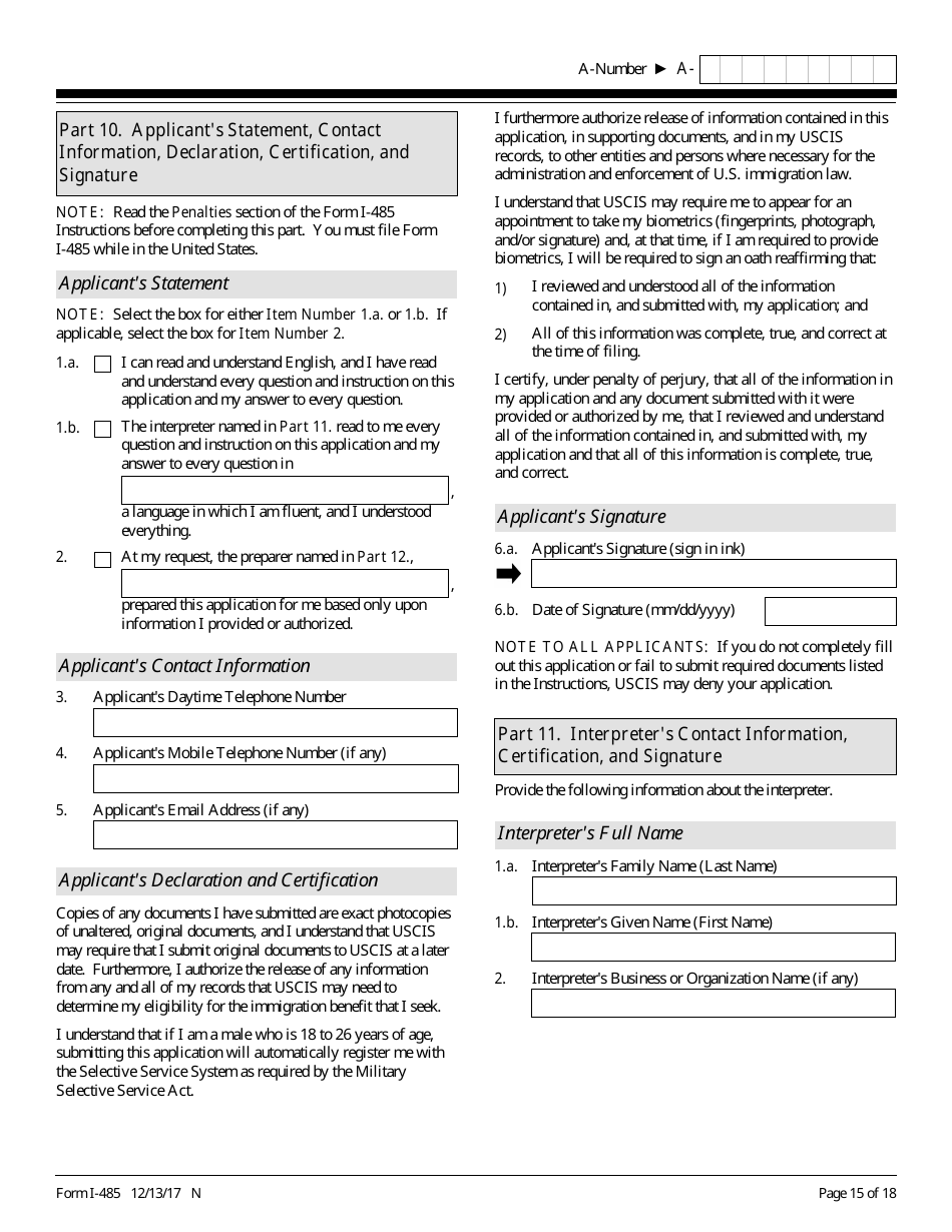 USCIS Form I-485 Application to Register Permanent Residence or Adjust Status, Page 15