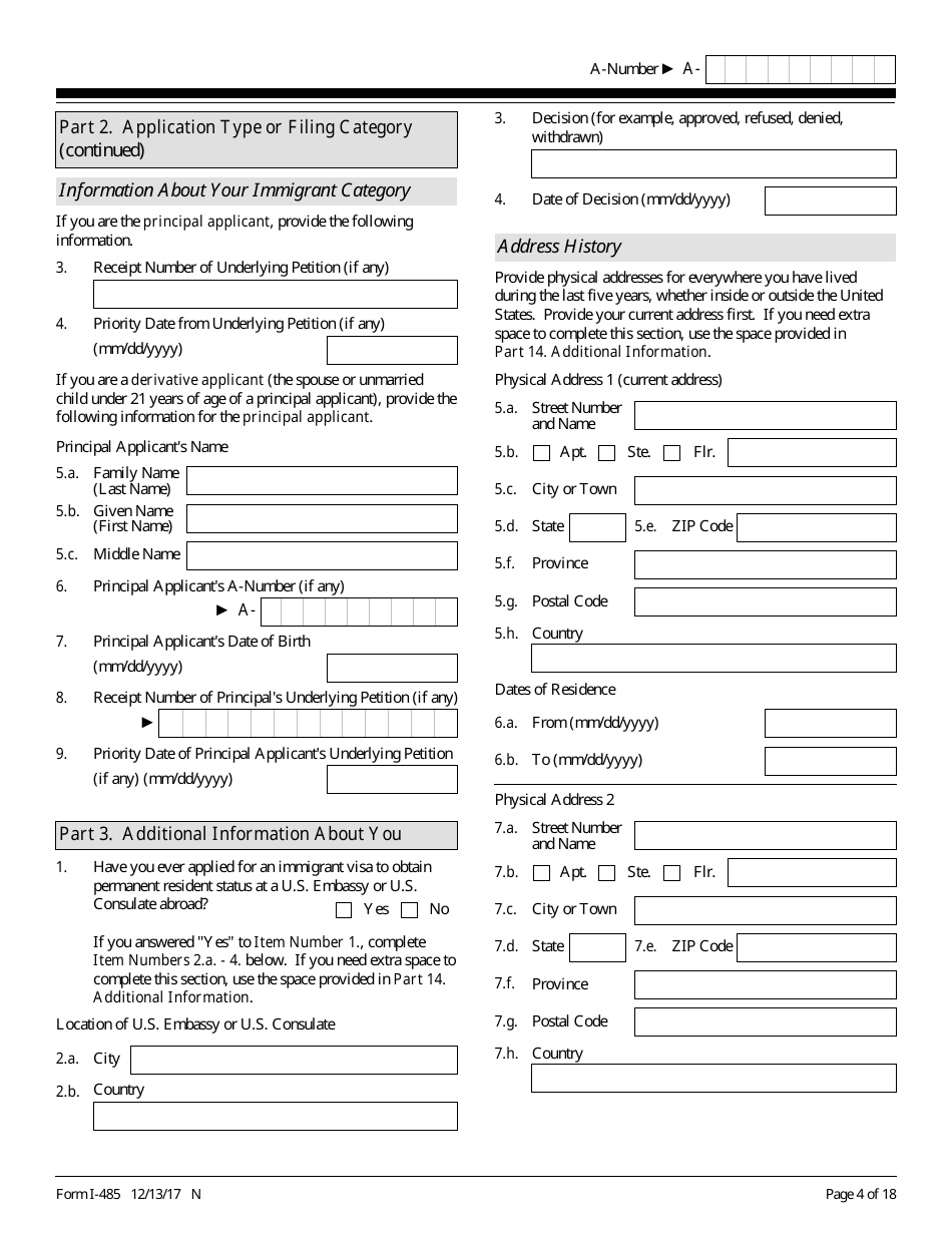 Uscis Form I 485 Fill Out Sign Online And Download Fillable Pdf Templateroller 7228