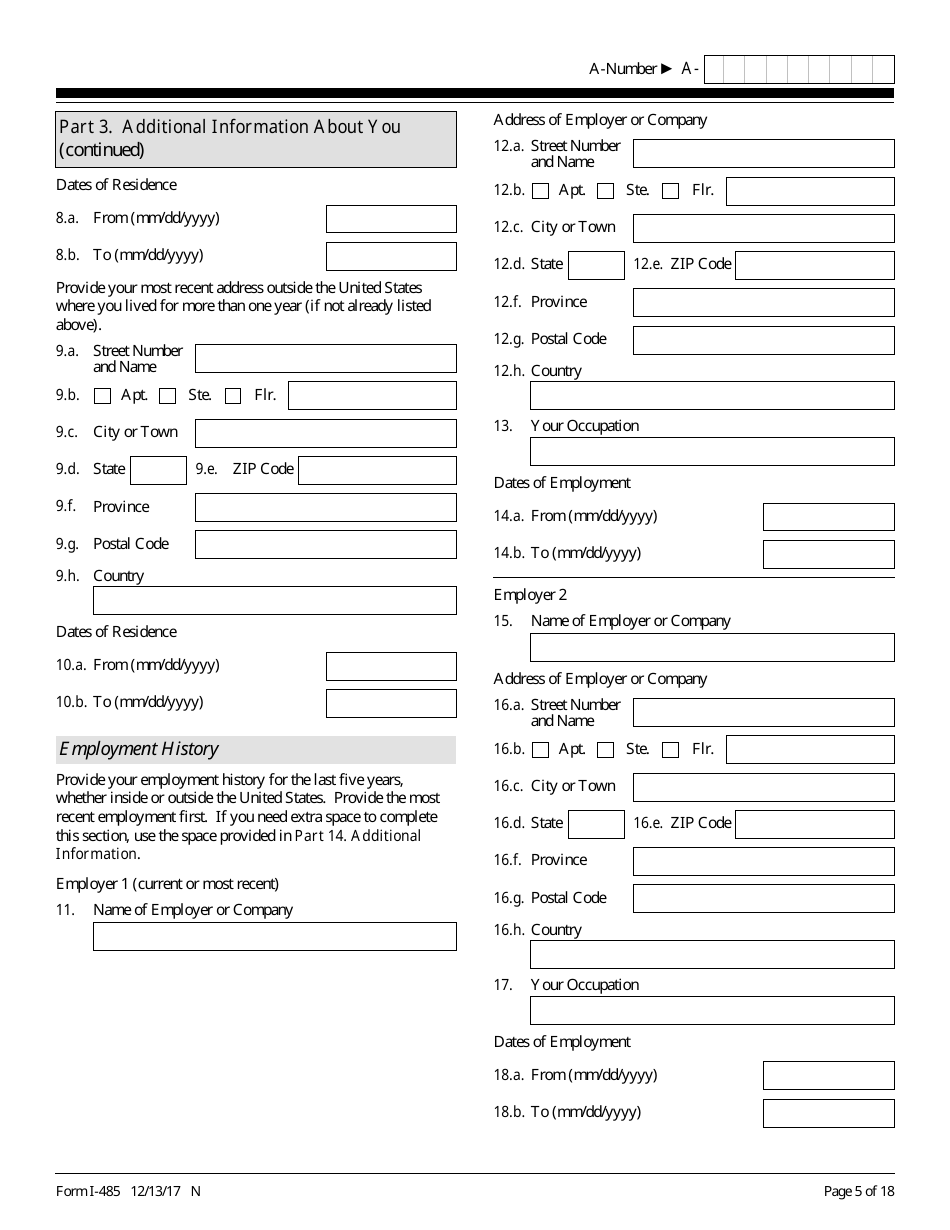 Uscis Form I 485 Fill Out Sign Online And Download Fillable Pdf