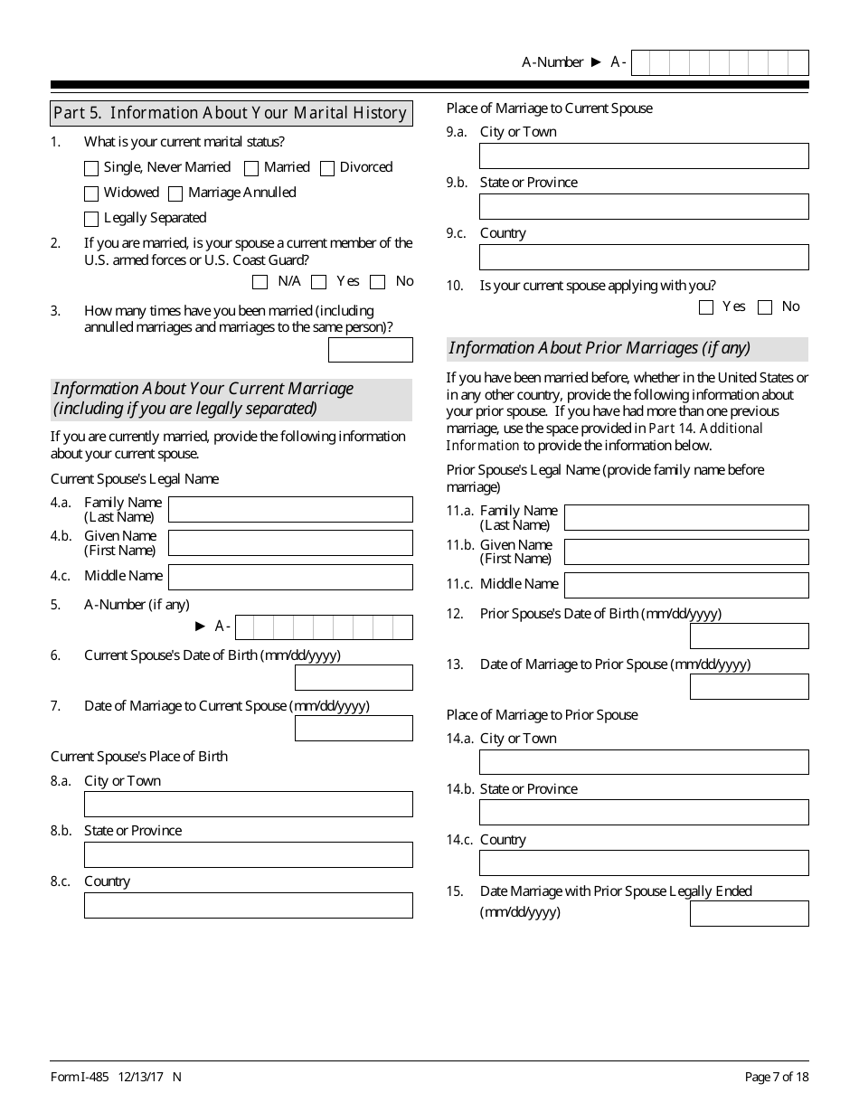 USCIS Form I485 Fill Out, Sign Online and Download Fillable PDF