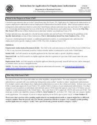 Document preview: Instructions for USCIS Form I-765 Application for Employment Authorization