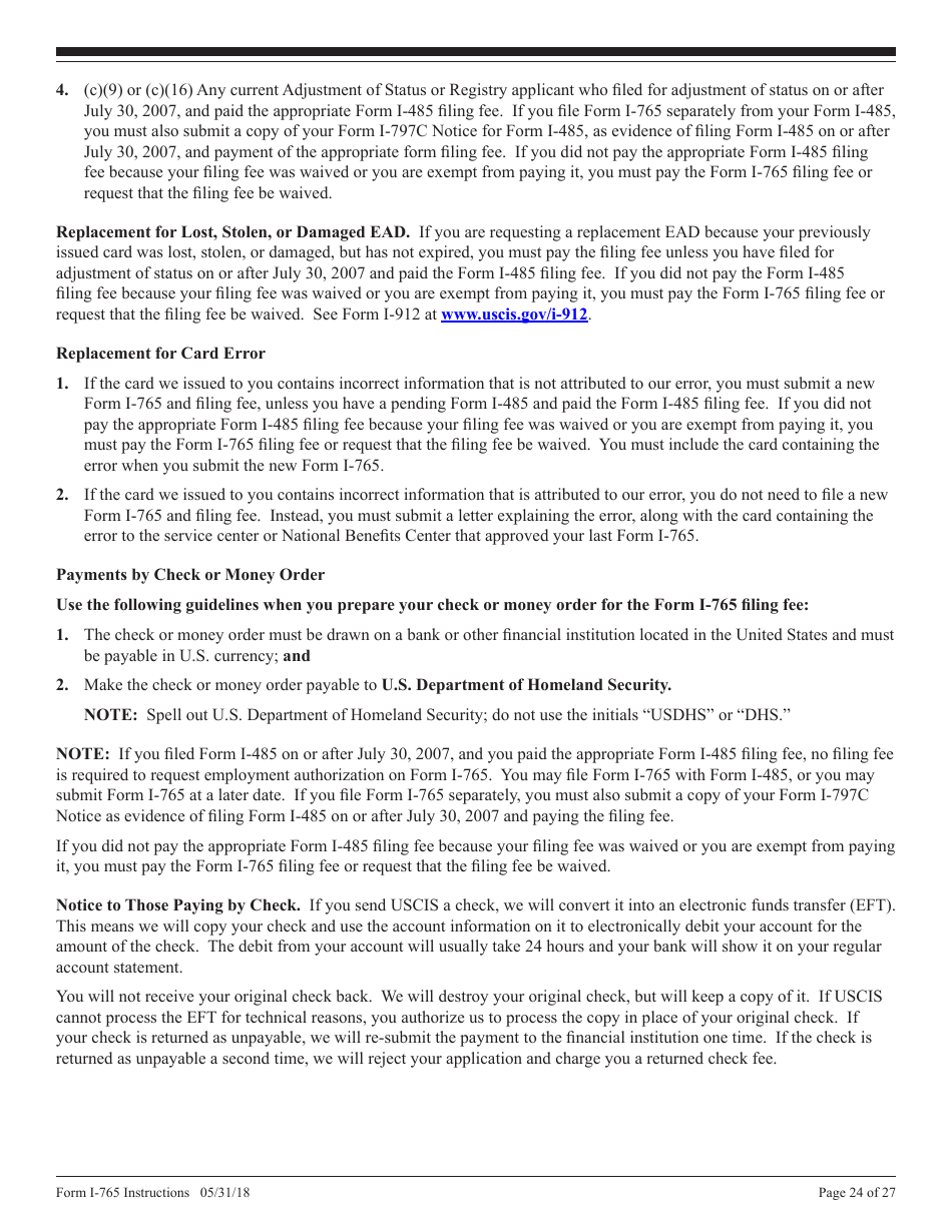 Instructions for USCIS Form I-765 Application for Employment Authorization, Page 24