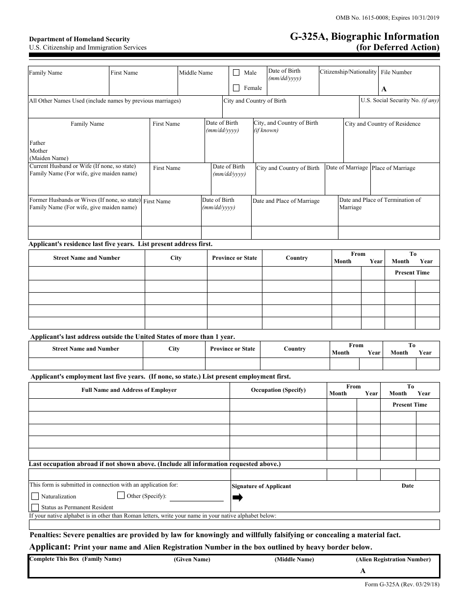 USCIS Form G-325A - Fill Out, Sign Online and Download Fillable PDF ...