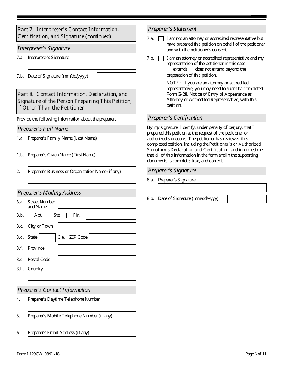 USCIS Form I-129CW Petition for a CNMI-Only Nonimmigrant Transitional Worker, Page 6