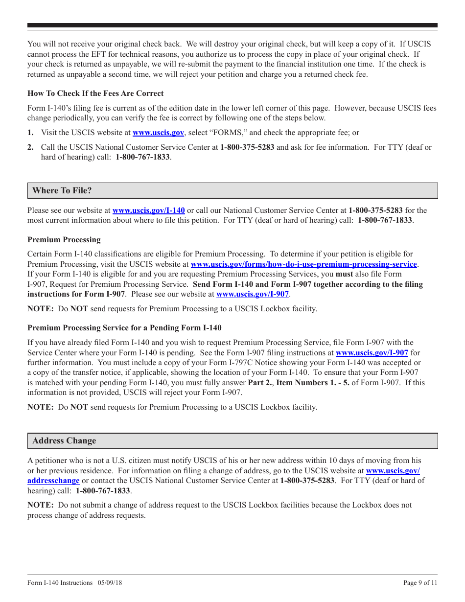 Instructions for USCIS Form I-140 Petition for Alien Workers, Page 9