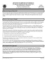 Instructions for USCIS Form I-212 Application for Permission to Re-apply for Admission Into the United States After Deportation or Removal