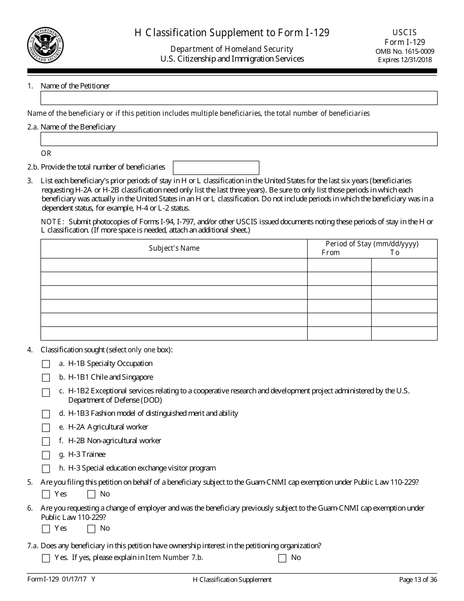 USCIS Form I-129 - Fill Out, Sign Online and Download Fillable PDF ...