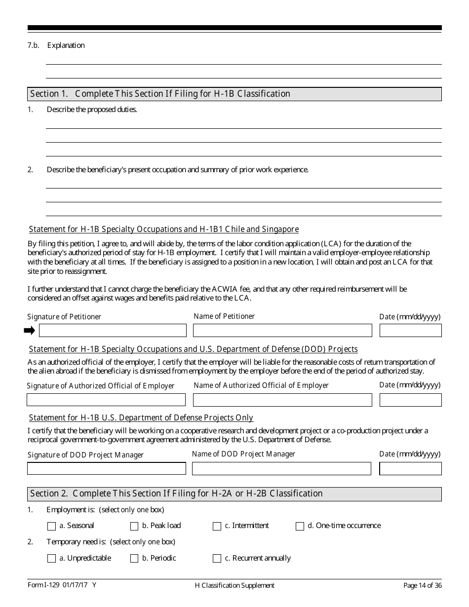 USCIS Form I-129 Petition for a Nonimmigrant Worker, Page 14