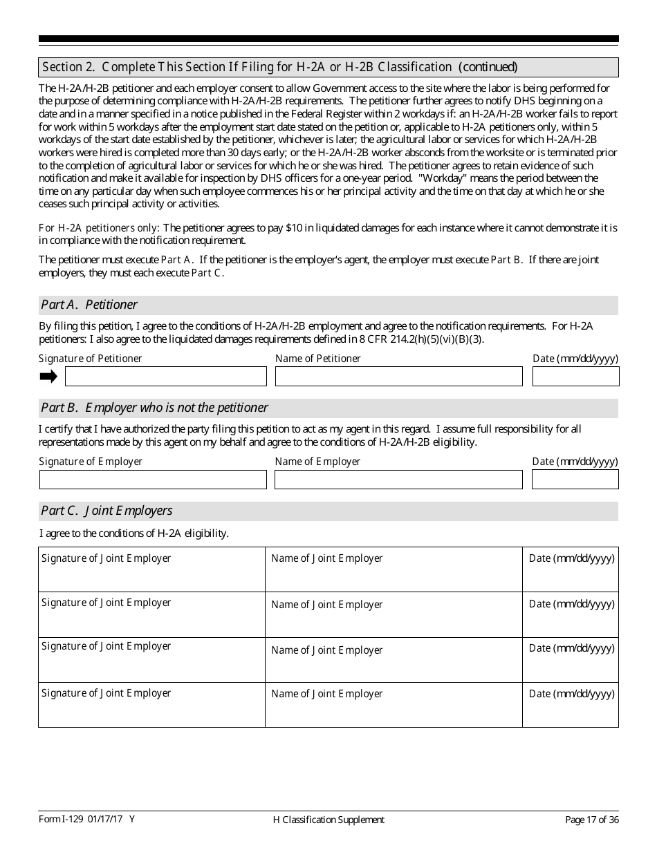 USCIS Form I-129 Petition for a Nonimmigrant Worker, Page 17