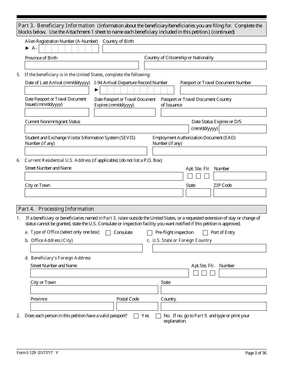 USCIS Form I-129 Petition for a Nonimmigrant Worker, Page 3