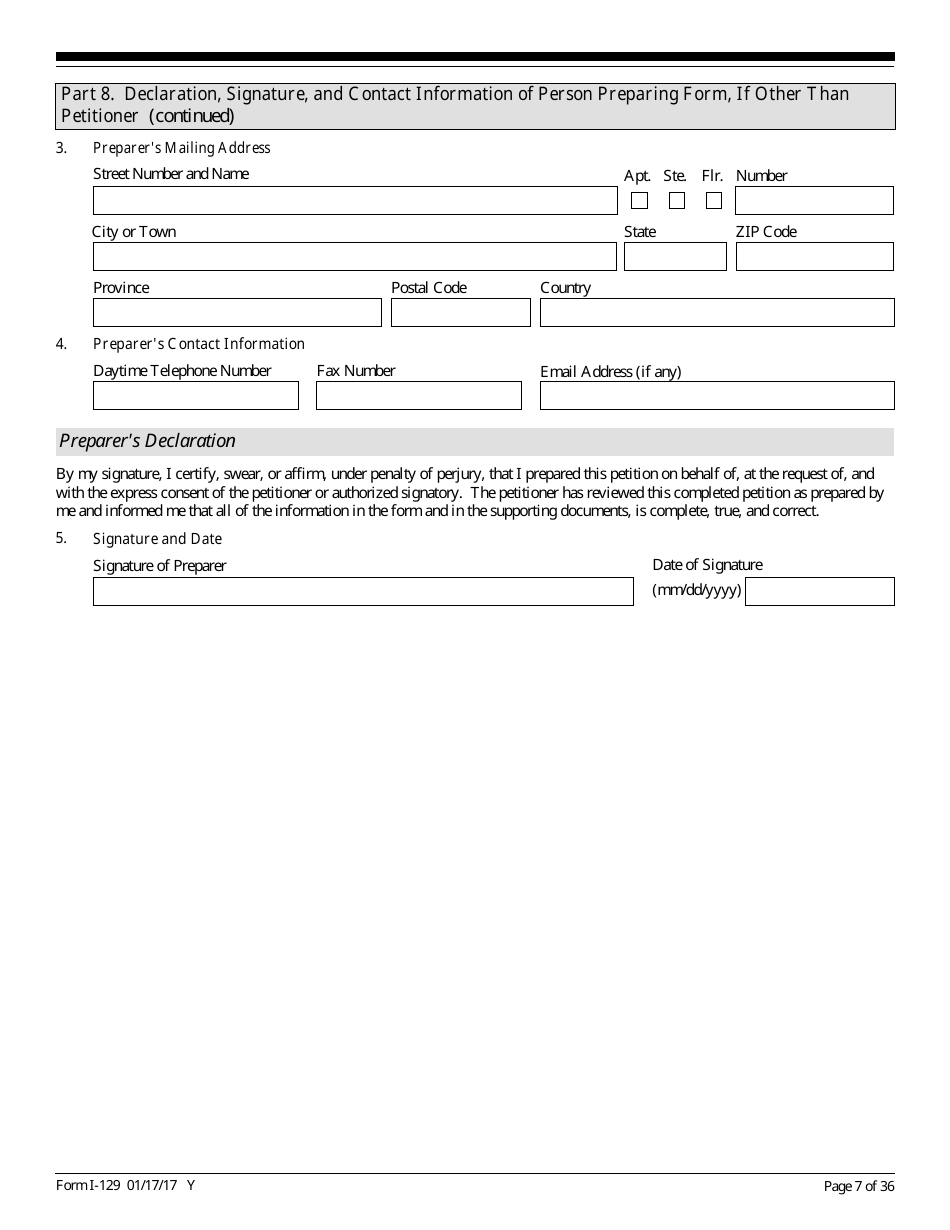 USCIS Form I-129 Petition for a Nonimmigrant Worker, Page 7