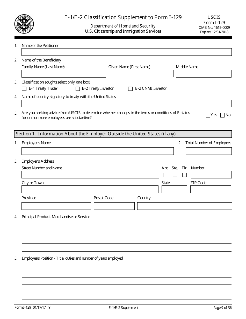 USCIS Form I-129 Petition for a Nonimmigrant Worker, Page 9