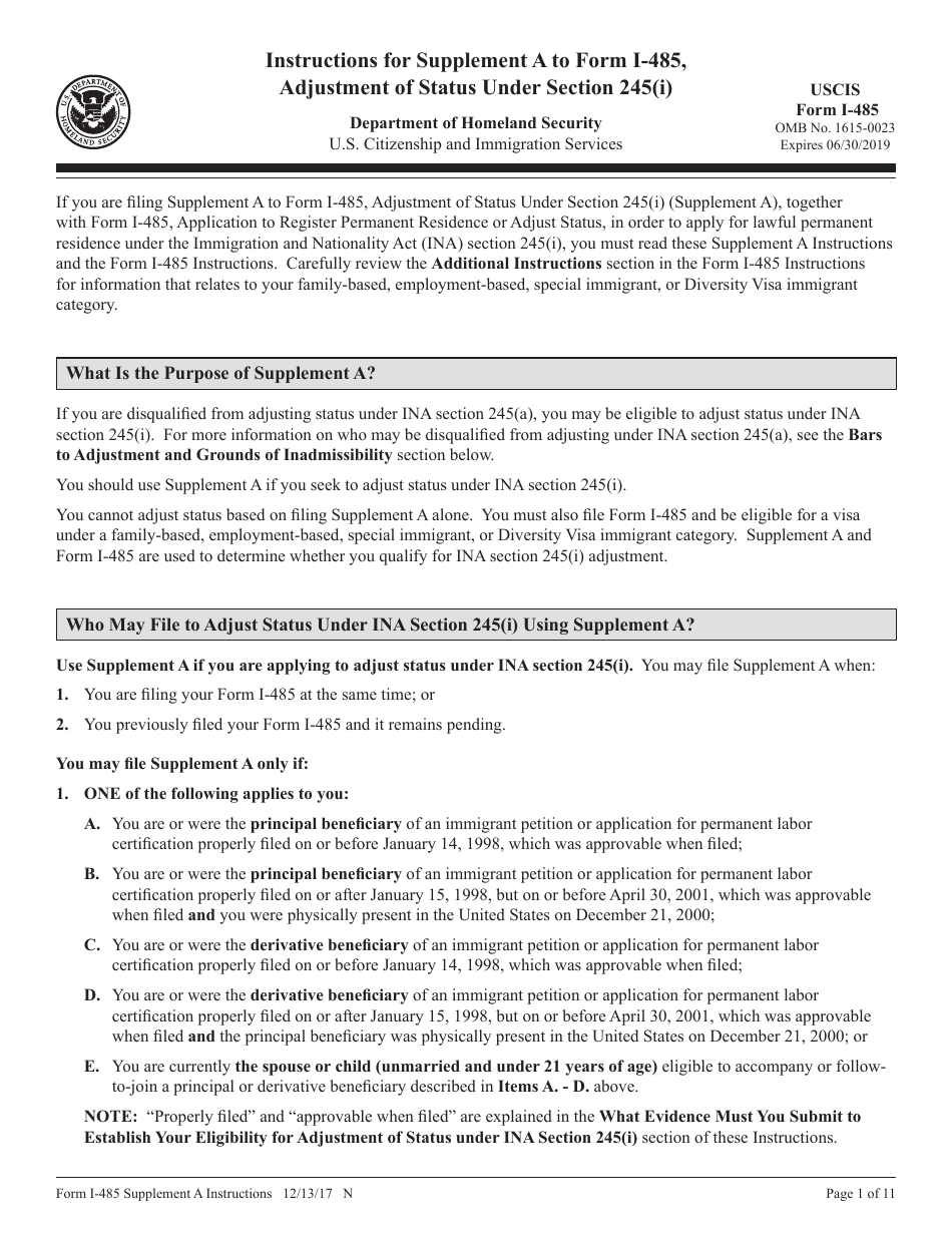 Uscis Form 485 Checklist _ Adjustment of Status Checklist: Form I-485 ...
