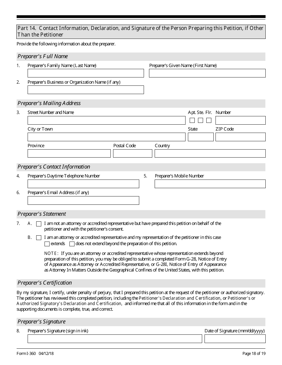 USCIS Form I-360 - Fill Out, Sign Online and Download Fillable PDF ...