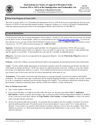 Document preview: Instructions for USCIS Form I-694 Notice of Appeal of Decision Under Section 210 or 245a of the Immigration and Nationality Act