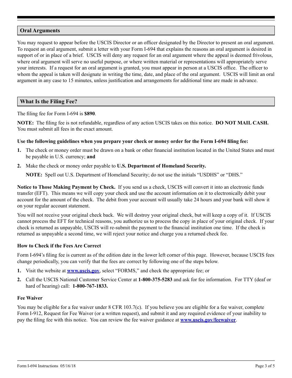 Instructions for USCIS Form I-694 Notice of Appeal of Decision Under Section 210 or 245a of the Immigration and Nationality Act, Page 3