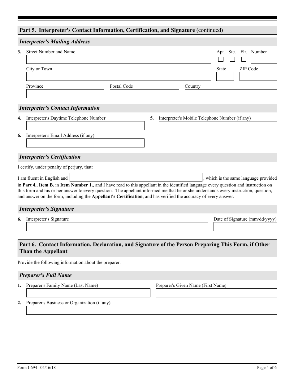 USCIS Form I-694 Notice of Appeal of Desicion Under Ina Section 210 or 245a of the Immigration and Nationality Act, Page 4
