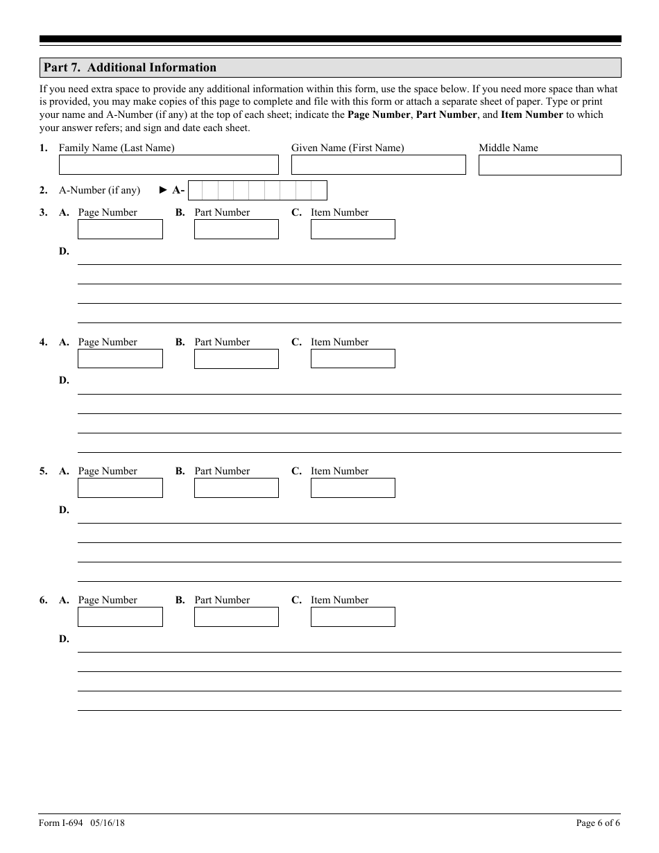 USCIS Form I-694 Notice of Appeal of Desicion Under Ina Section 210 or 245a of the Immigration and Nationality Act, Page 6
