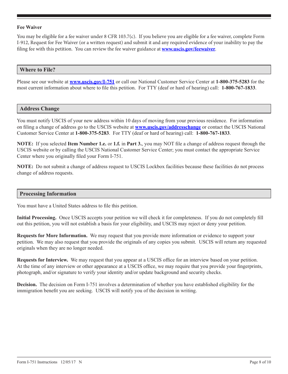 Instructions for USCIS Form I-751 Petition to Remove Conditions on Residence, Page 8