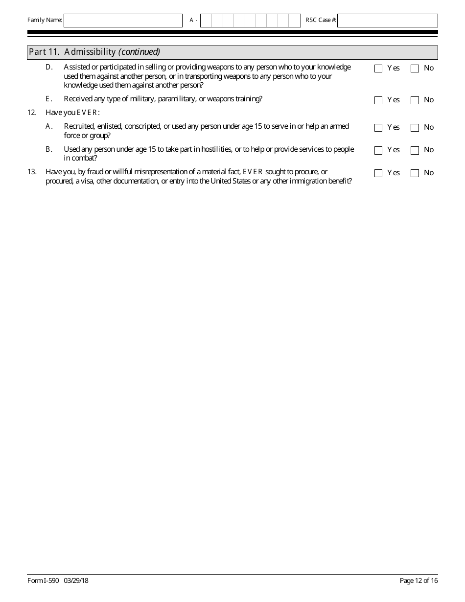 USCIS Form I590 Fill Out, Sign Online and Download Fillable PDF