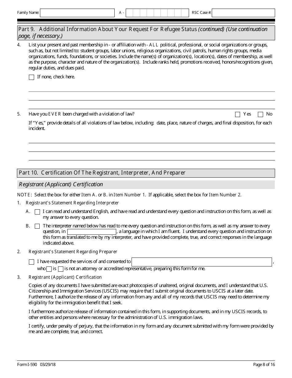 USCIS Form I590 Fill Out, Sign Online and Download Fillable PDF