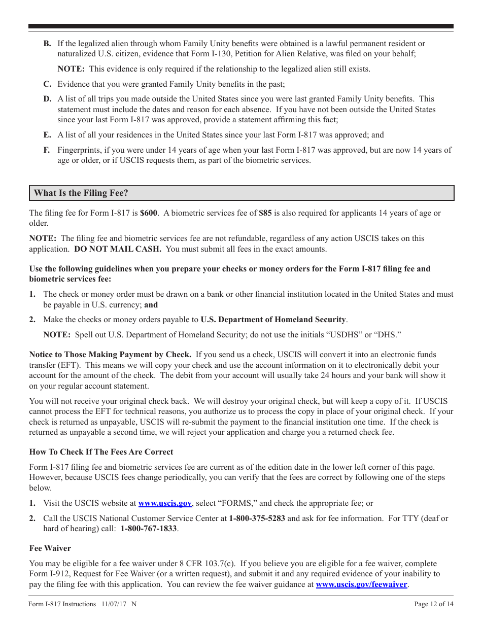 Instructions for USCIS Form I-817 Application for Family Unity Benefits, Page 12