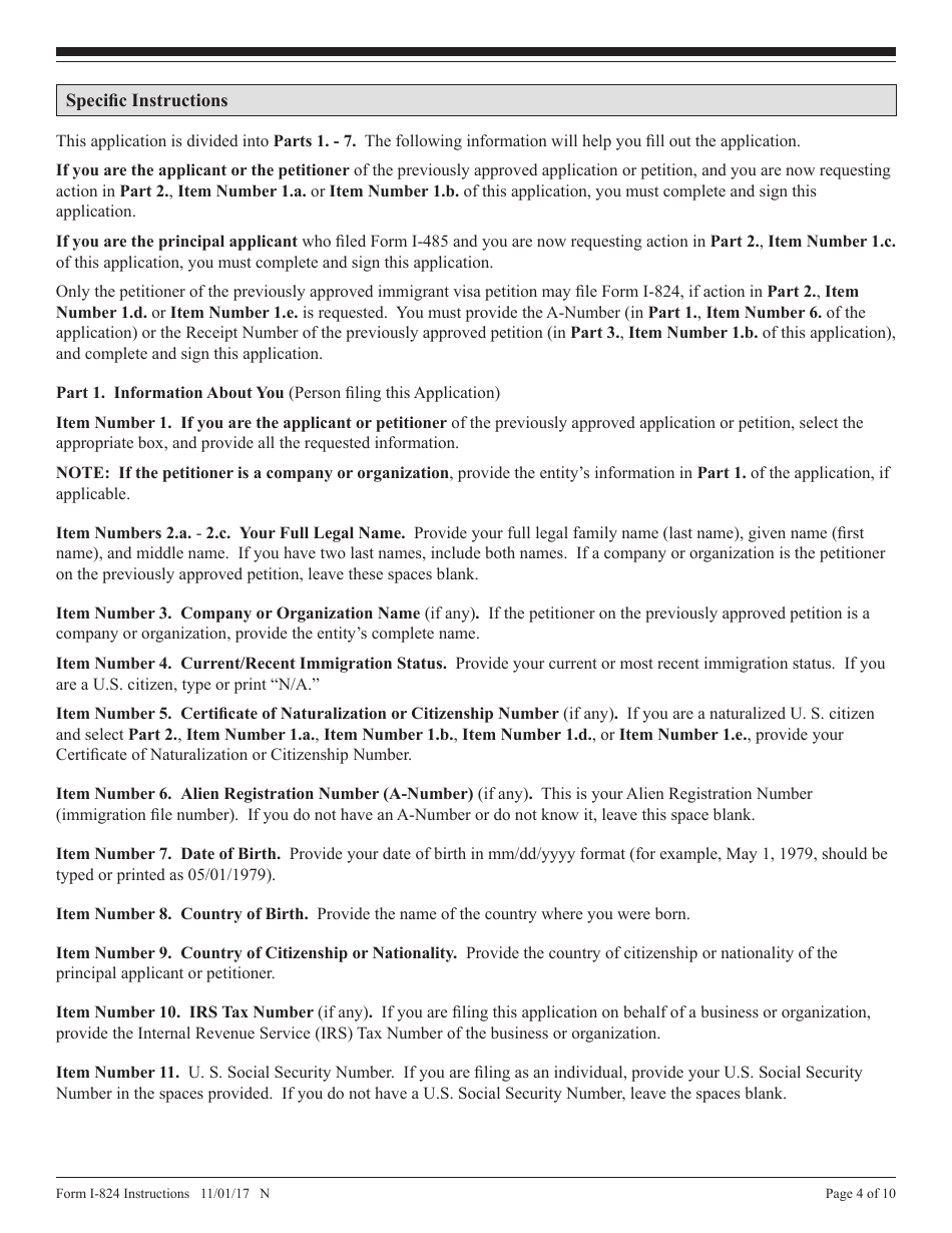 Instructions for USCIS Form I-824 Application for Action on an Approved Application or Petition, Page 4