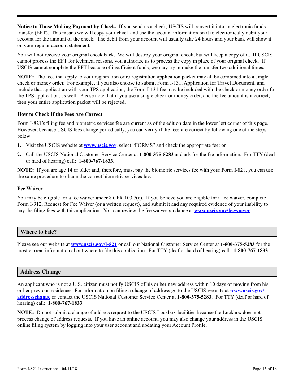 Instructions for USCIS Form I-821 Application for Temporary Protected Status, Page 15