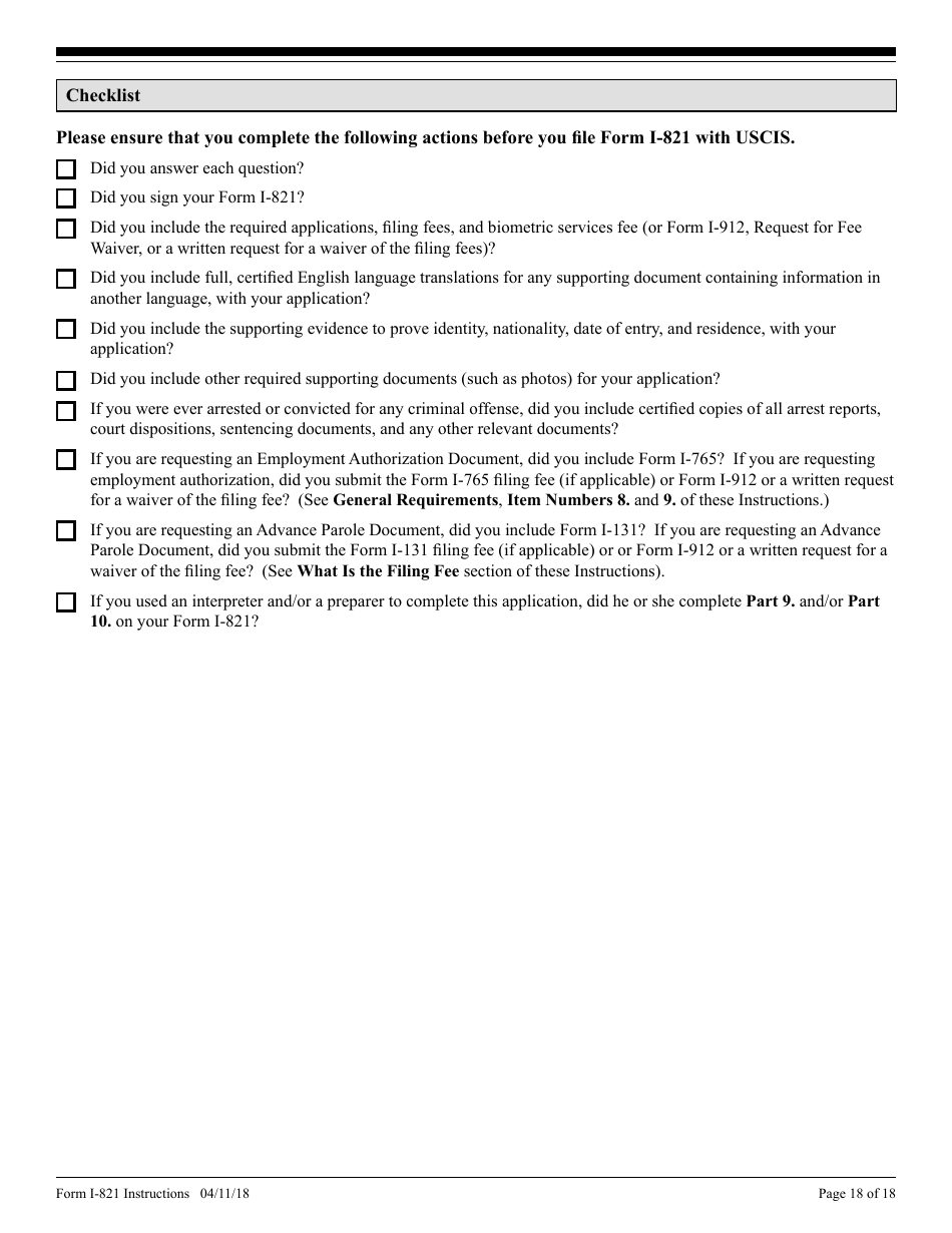 Instructions for USCIS Form I-821 Application for Temporary Protected Status, Page 18