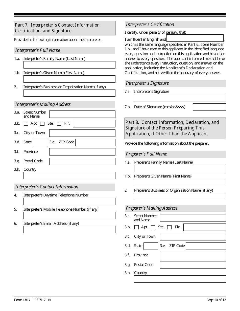 USCIS Form I-817 Application for Family Unity Benefits, Page 10
