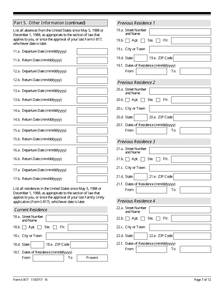 USCIS Form I-817 Application for Family Unity Benefits, Page 7