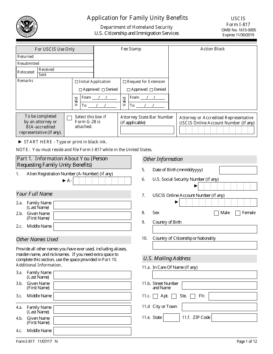 Uscis Form I-817 - Fill Out, Sign Online And Download Fillable Pdf 