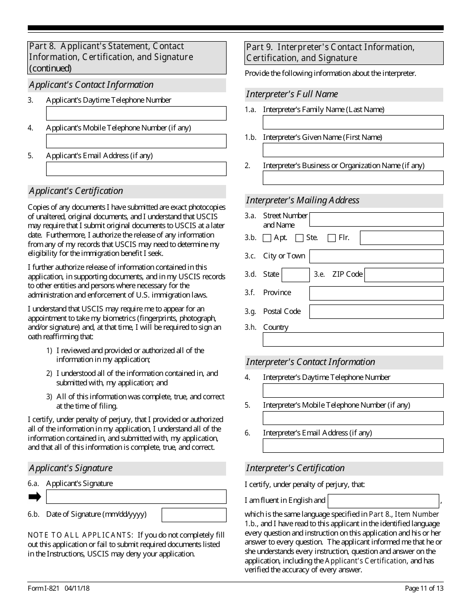 USCIS Form I-821 - Fill Out, Sign Online and Download Fillable PDF ...